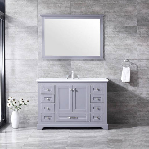 Image of Dukes Modern Dark Grey 48" Single Vanity with Quartz Top, With Faucet and Mirror