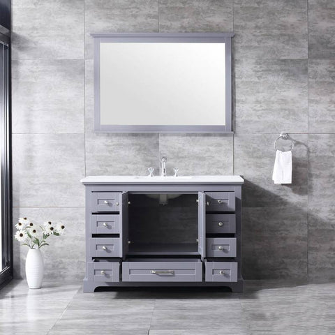 Image of Dukes Modern Dark Grey 48" Single Vanity with Quartz Top, With Mirror