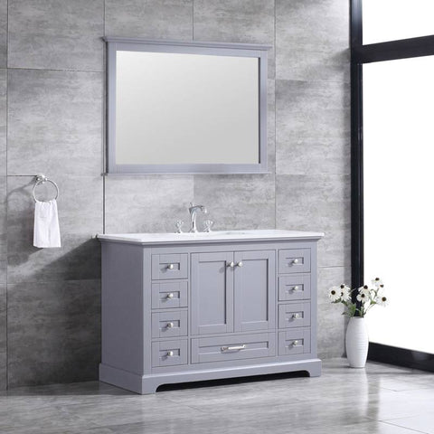 Image of Dukes Modern Dark Grey 48" Single Vanity with Quartz Top, With Mirror