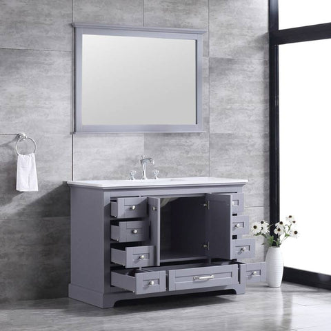 Image of Dukes Modern Dark Grey 48" Single Vanity with Quartz Top, With Faucet and Mirror