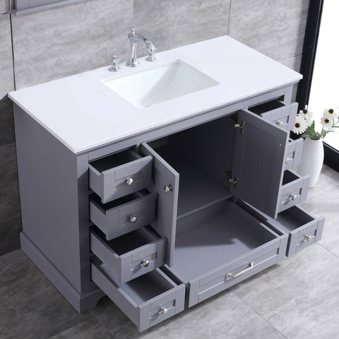 Image of Dukes Modern Dark Grey 48" Single Vanity with Quartz Top, With Mirror