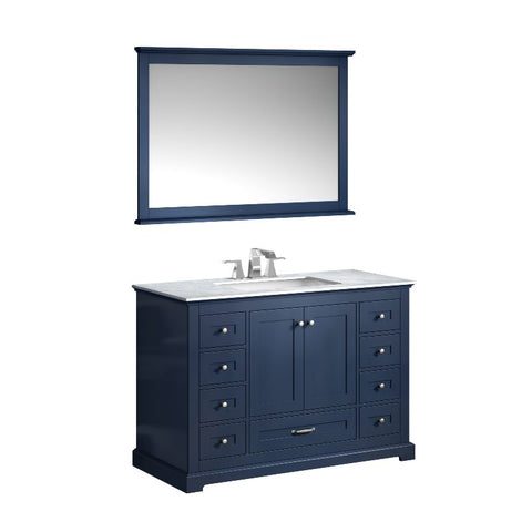 Image of Lexora Dukes Transitional Navy Blue 48" Single Sink Vanity Set | LD342248SEDSM46F