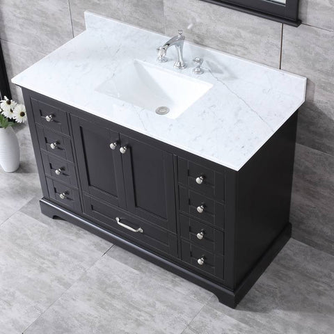 Image of Lexora Dukes Transitional Espresso 48" Single Sink Vanity Set | LD342248SGDSM46F