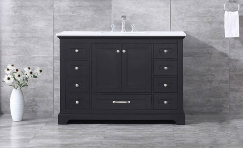 Image of Dukes Modern Espresso 48" Single Vanity with Quartz Top, No Mirror
