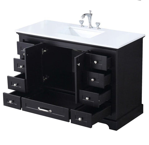 Image of Dukes Modern Espresso 48" Single Vanity with Quartz Top, No Mirror