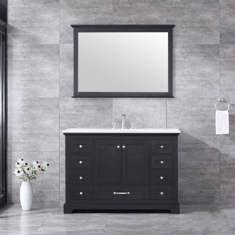 Image of Dukes Modern Espresso 48" Single Vanity with Quartz Top With Mirror