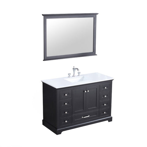 Image of Dukes Modern Espresso 48" Single Vanity with Quartz Top, With Faucet and Mirror