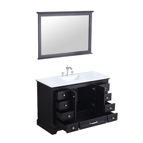 Image of Dukes Modern Espresso 48" Single Vanity with Quartz Top, With Faucet and Mirror
