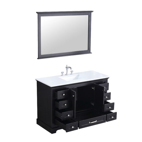 Image of Dukes Modern Espresso 48" Single Vanity with Quartz Top With Mirror