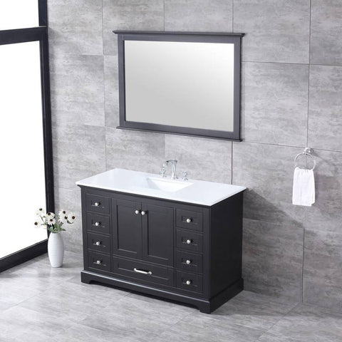 Image of Dukes Modern Espresso 48" Single Vanity with Quartz Top With Mirror