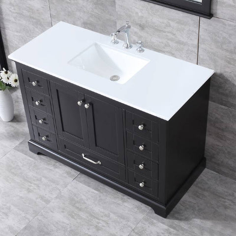 Image of Dukes Modern Espresso 48" Single Vanity with Quartz Top With Mirror