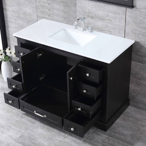 Image of Dukes Modern Espresso 48" Single Vanity with Quartz Top With Mirror