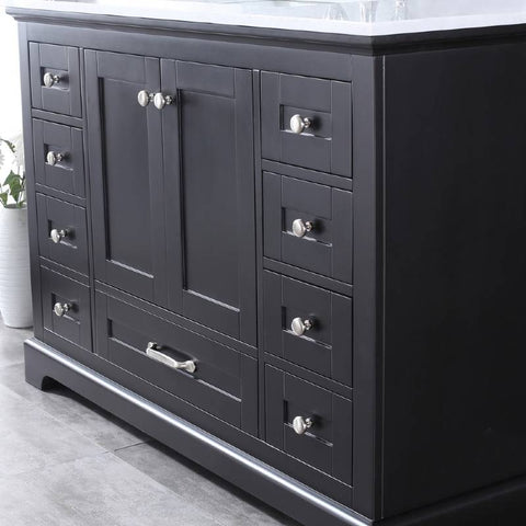 Image of Dukes Modern Espresso 48" Single Vanity with Quartz Top, With Faucet and Mirror