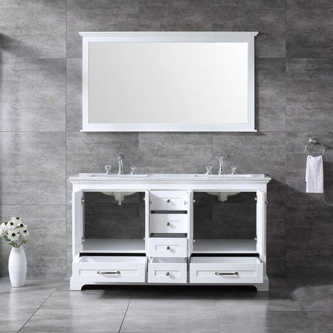 Image of Lexora Dukes Transitional White 60" Double Sink Vanity Set | LD342260DADSM58F