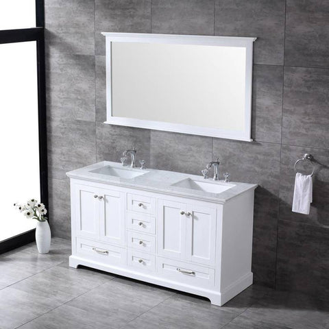 Image of Lexora Dukes Transitional White 60" Double Sink Vanity Set | LD342260DADSM58F