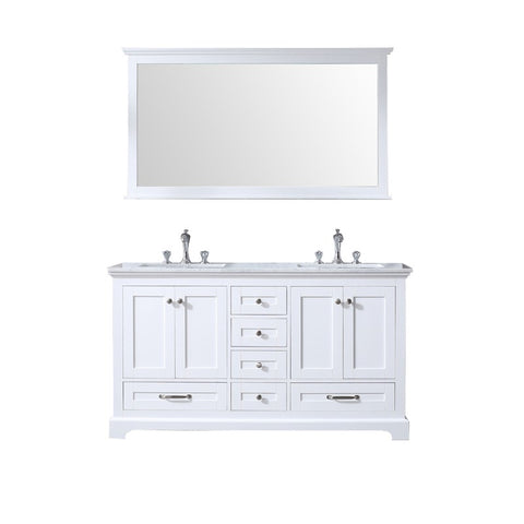 Image of Lexora Dukes Transitional White 60" Double Sink Vanity Set | LD342260DADSM58F