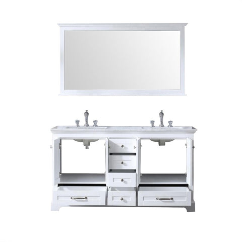Image of Lexora Dukes Transitional White 60" Double Sink Vanity Set | LD342260DADSM58F