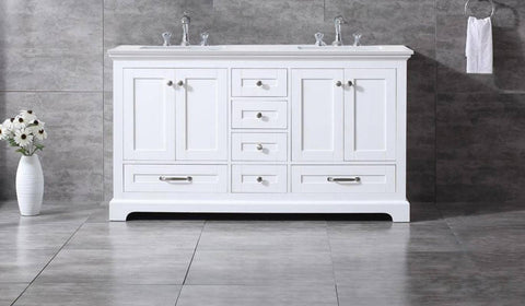 Image of Dukes Modern White 60" Double Vanity with Quartz Top, No Mirror