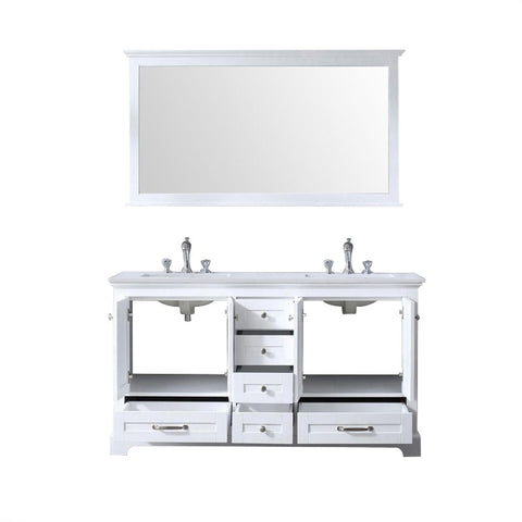 Image of Dukes Modern White 60" Double Vanity with Quartz Top, With Faucet and Mirror