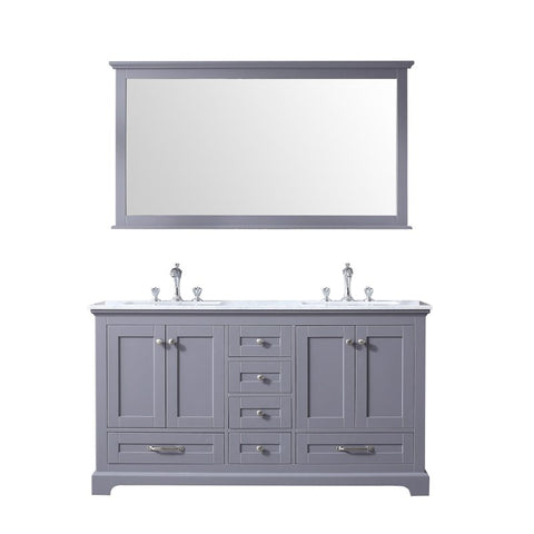 Image of Lexora Dukes Transitional Dark Grey 60" Double Sink Vanity Set | LD342260DBDSM58F