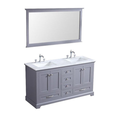 Image of Lexora Dukes Transitional Dark Grey 60" Double Sink Vanity Set | LD342260DBDSM58F