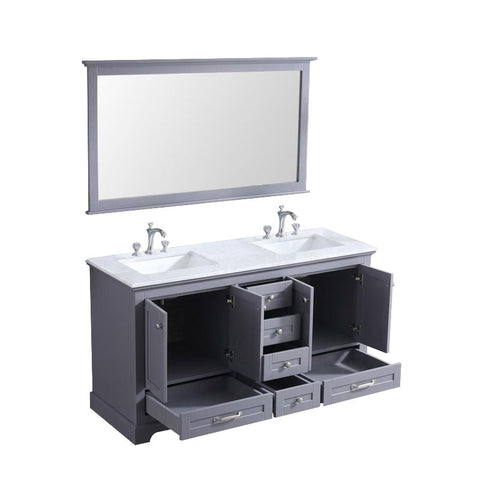 Image of Lexora Dukes Transitional Dark Grey 60" Double Sink Vanity Set | LD342260DBDSM58F