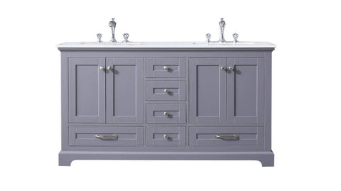 Image of Dukes Modern Daek Grey 60" Double Vanity with Quartz Top, No Mirror
