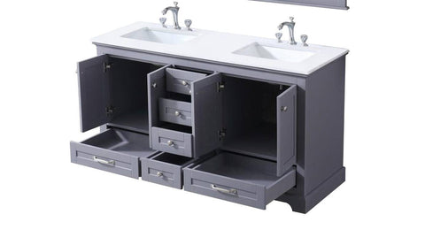 Image of Dukes Modern Daek Grey 60" Double Vanity with Quartz Top, No Mirror