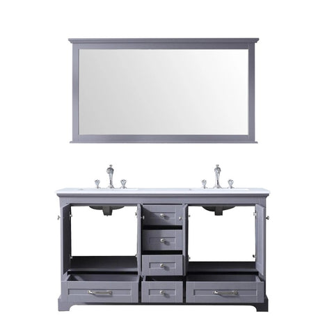 Image of Dukes Modern Dark Grey 60" Double Vanity with Quartz Top, With Faucet and Mirror