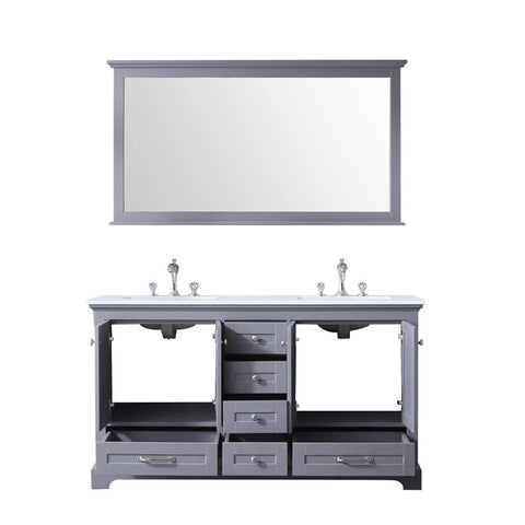 Image of Dukes Modern Dark Grey 60" Double Vanity with Quartz Top With Mirror