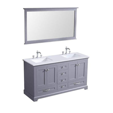 Image of Dukes Modern Dark Grey 60" Double Vanity with Quartz Top, With Faucet and Mirror