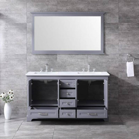 Image of Dukes Modern Dark Grey 60" Double Vanity with Quartz Top With Mirror