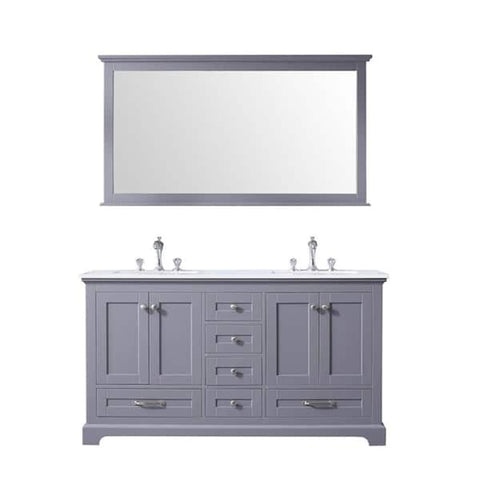 Image of Dukes Modern Dark Grey 60" Double Vanity with Quartz Top With Mirror