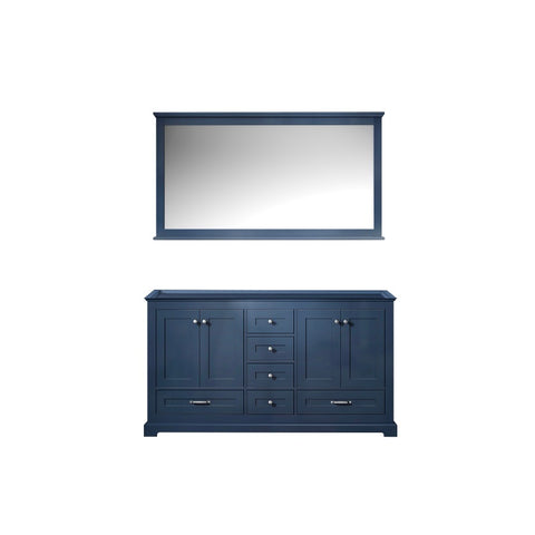 Image of Lexora Dukes Transitional Navy Blue 60" Double Vanity, no Top | LD342260DE00M58