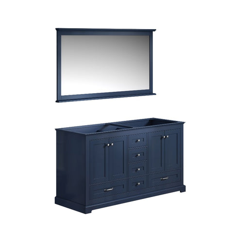 Image of Lexora Dukes Transitional Navy Blue 60" Double Vanity, no Top | LD342260DE00M58