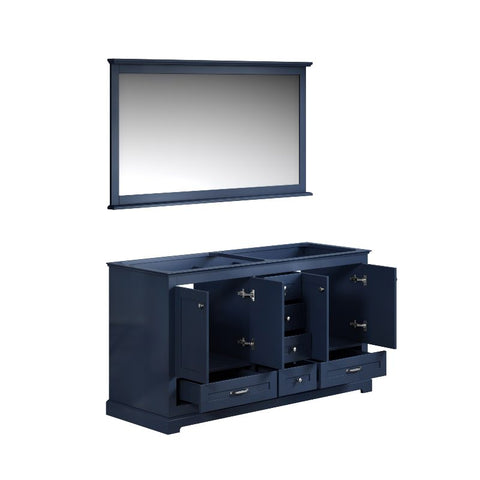 Image of Lexora Dukes Transitional Navy Blue 60" Double Vanity, no Top | LD342260DE00M58