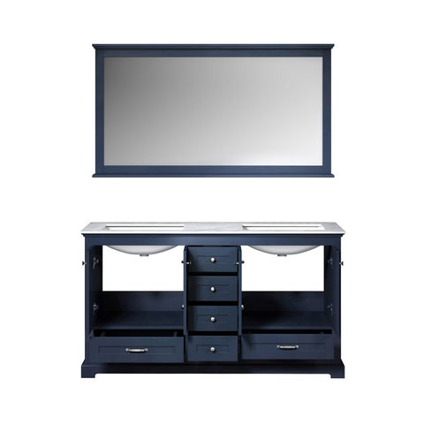 Image of Lexora Dukes Transitional Navy Blue 60" Double Vanity, with 58" Mirror | LD342260DEDSM58