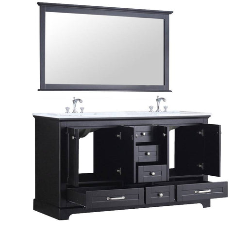 Image of Lexora Dukes Transitional Espresso 60" Double Vanity Set | LD342260DGDSM58F