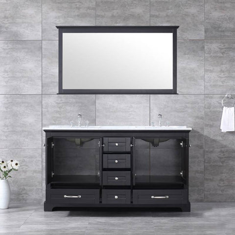 Image of Lexora Dukes Transitional Espresso 60" Double Vanity Set | LD342260DGDSM58F