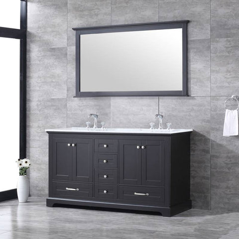Image of Lexora Dukes Transitional Espresso 60" Double Vanity Set | LD342260DGDSM58F
