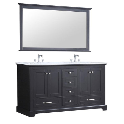 Image of Lexora Dukes Transitional Espresso 60" Double Vanity Set | LD342260DGDSM58F