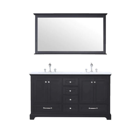 Image of Dukes Modern Espresso 60" Double Vanity with Quartz Top, With Faucet and Mirror