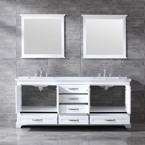 Image of Lexora Dukes Transitional White 80" Double Vanity Set | LD342280DADSM30F