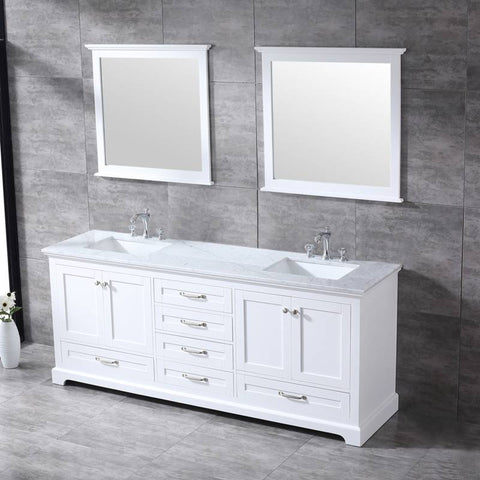 Image of Lexora Dukes Transitional White 80" Double Vanity Set | LD342280DADSM30F