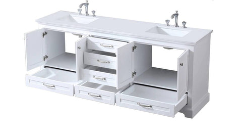 Image of Dukes Modern White 80" Double Vanity with Quartz Top, No Mirror