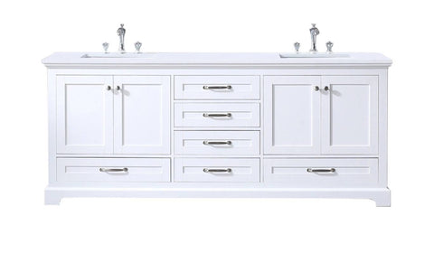 Image of Dukes Modern White 80" Double Vanity with Quartz Top, No Mirror