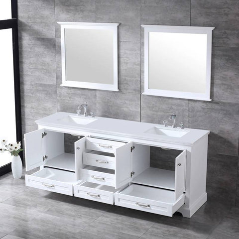 Image of Dukes Modern White 80" Double Vanity with Quartz Top With Mirror