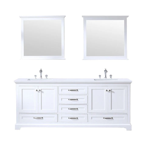 Image of Dukes Modern White 80" Double Vanity with Quartz Top With Mirror