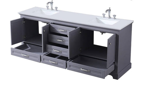 Image of Dukes Modern Dark Grey 80" Double Vanity with Quartz Top, No Mirror