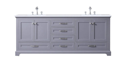 Image of Dukes Modern Dark Grey 80" Double Vanity with Quartz Top, No Mirror